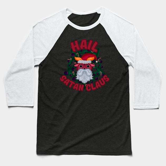Hail Satan Claus Baseball T-Shirt by GiveMeThatPencil